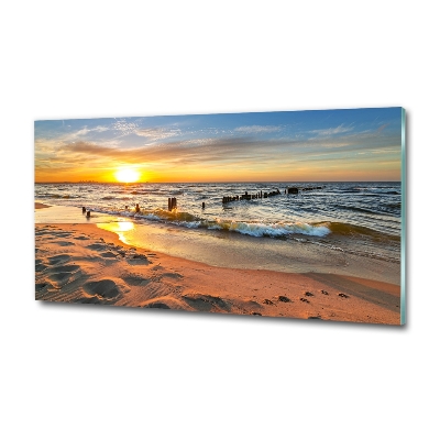 Tableau sur verre Plage du coucher de soleil