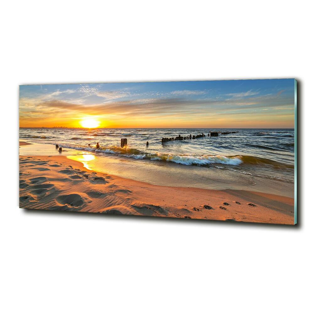 Tableau sur verre Plage du coucher de soleil