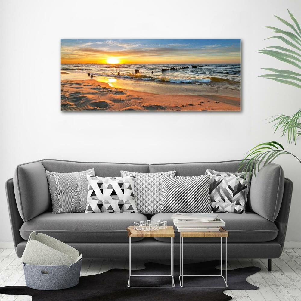 Tableau sur verre Plage du coucher de soleil