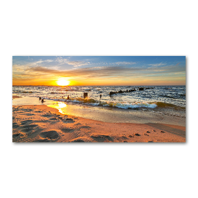 Tableau sur verre Plage du coucher de soleil