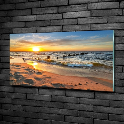 Tableau sur verre Plage du coucher de soleil