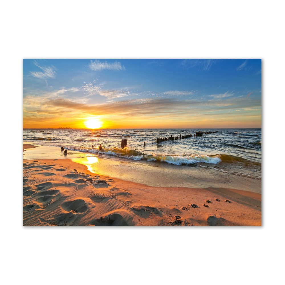 Tableau sur verre Plage du coucher de soleil