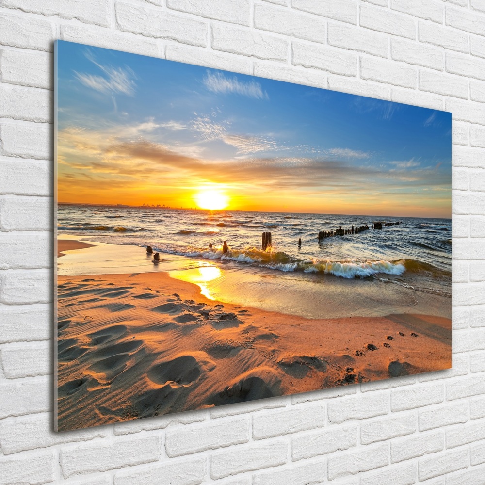 Tableau sur verre Plage du coucher de soleil