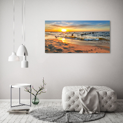 Tableau sur verre Plage du coucher de soleil