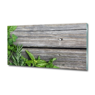 Tableau photo sur verre Fond en bois d'herbes