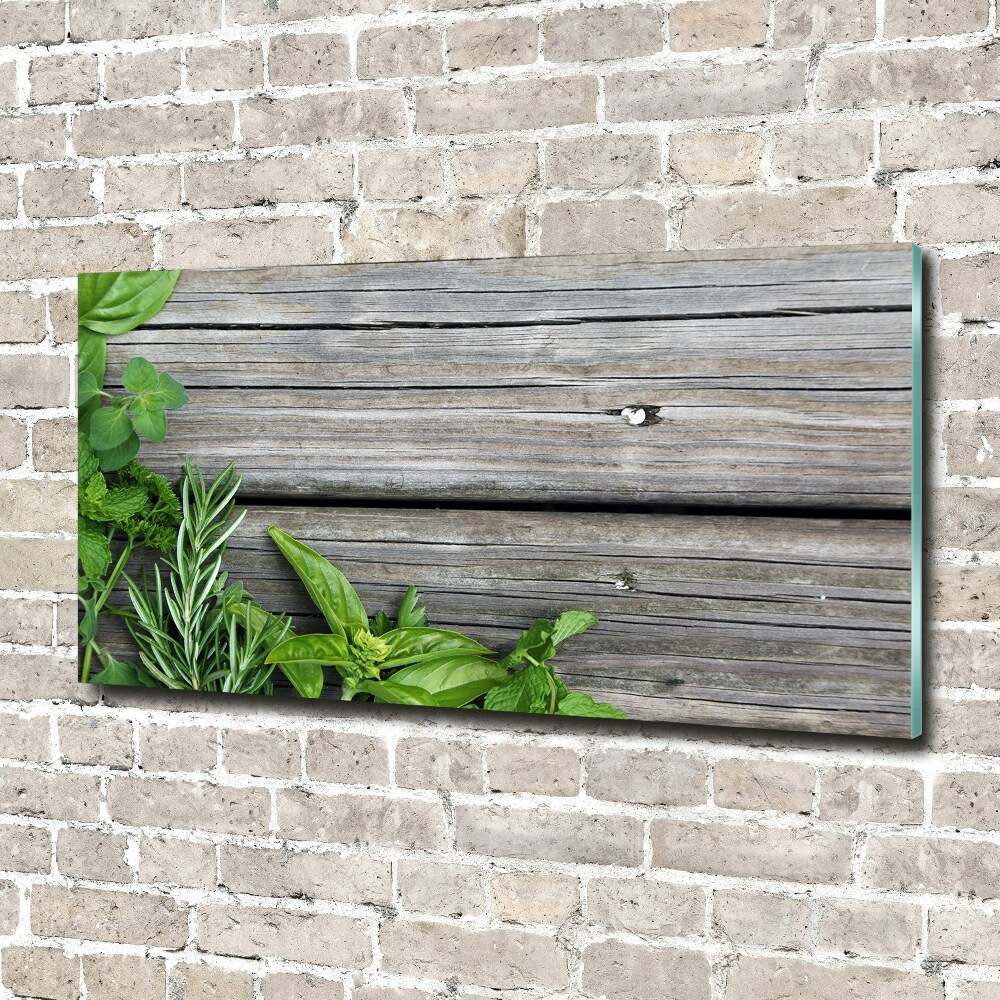 Tableau photo sur verre Fond en bois d'herbes