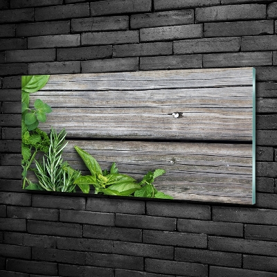 Tableau photo sur verre Fond en bois d'herbes