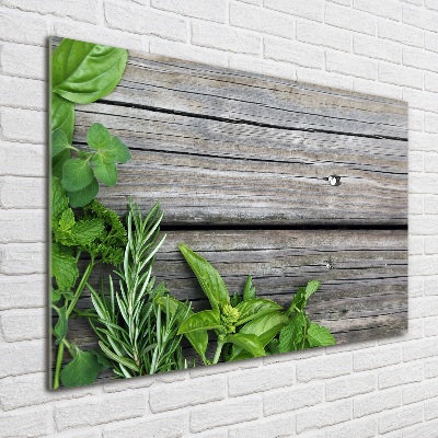 Tableau photo sur verre Fond en bois d'herbes