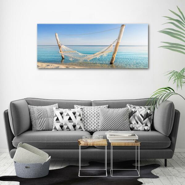 Tableau en verre Hamac en bord de mer