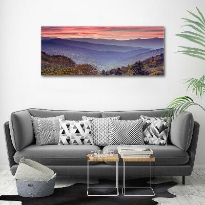 Tableau en verre Coucher de soleil sur les montagnes