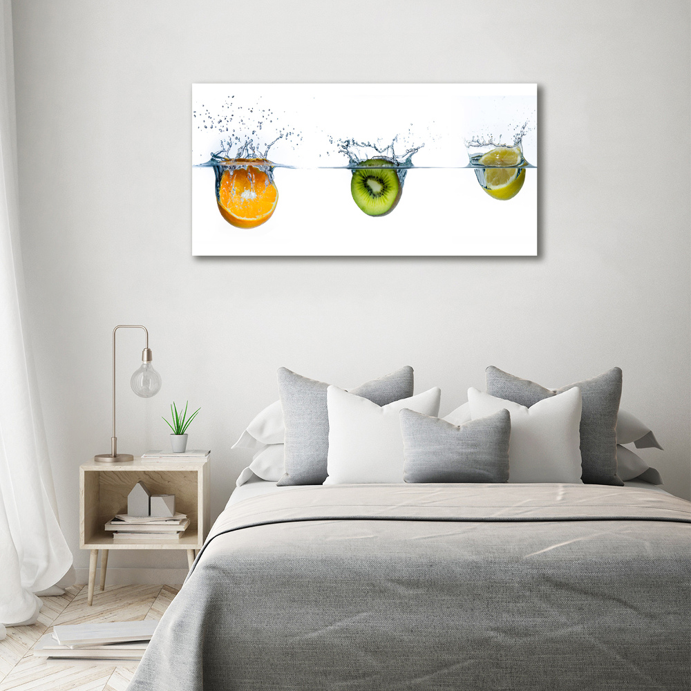 Tableau photo sur verre Fruits sous l'eau