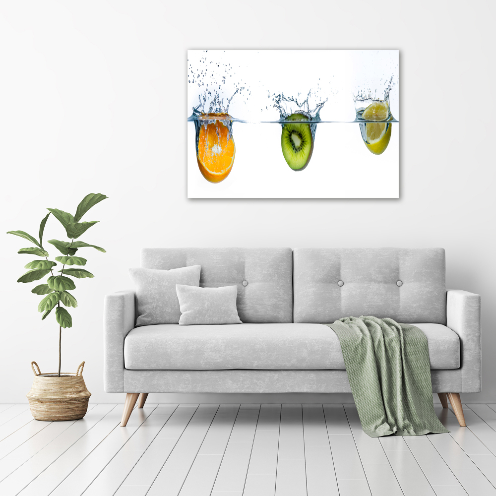 Tableau photo sur verre Fruits sous l'eau