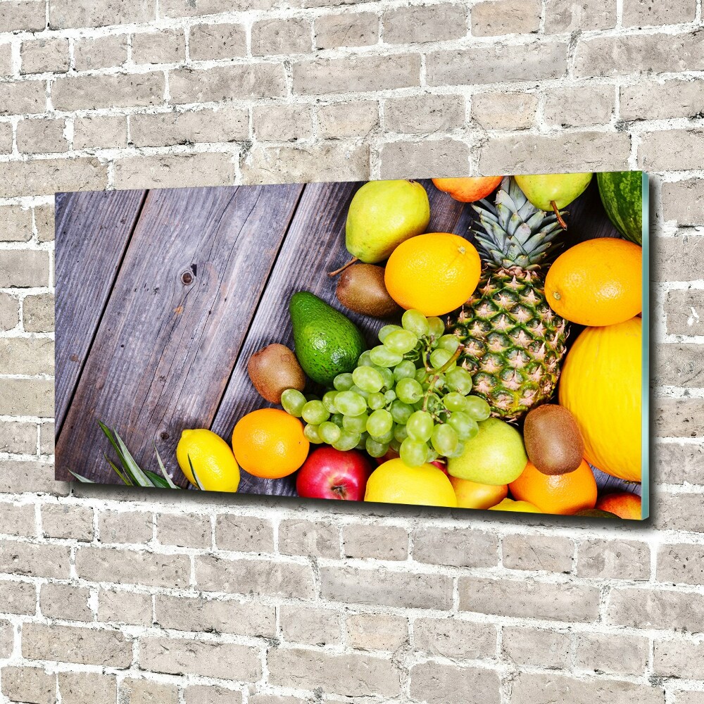 Tableau sur verre Fruits sur bois