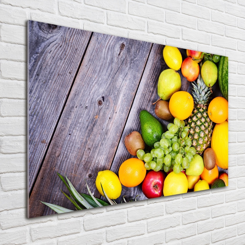 Tableau sur verre Fruits sur bois