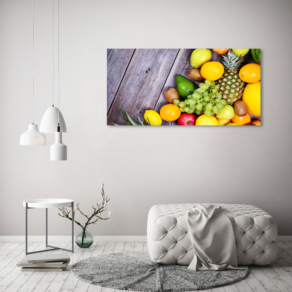 Tableau sur verre Fruits sur bois