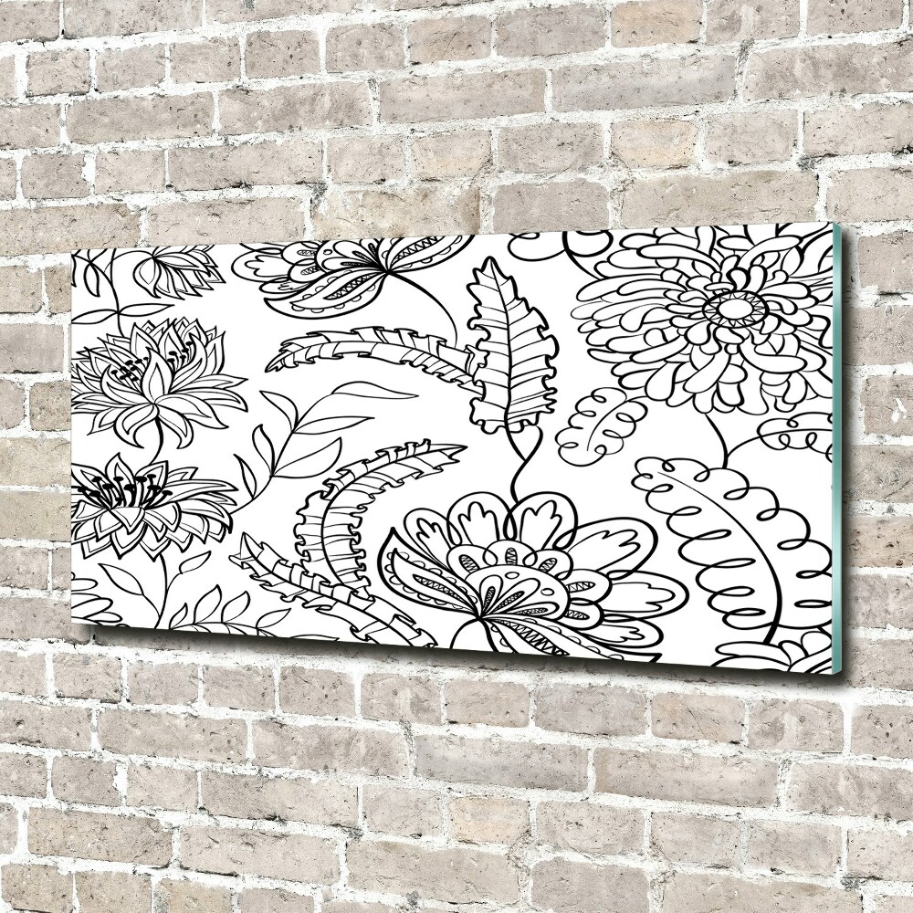 Tableau photo sur verre Design floral