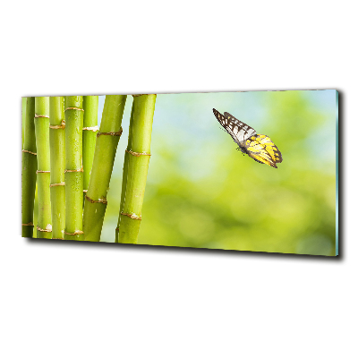 Tableau sur verre Bambou et papillon