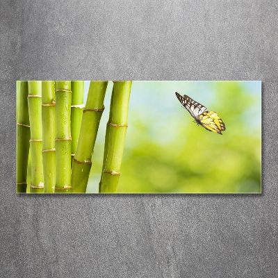 Tableau sur verre Bambou et papillon