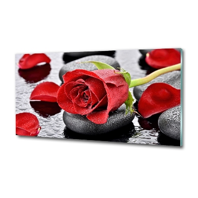 Tableau sur verre Rose rouge