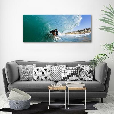 Tableau photo sur verre Surfeur sur une vague