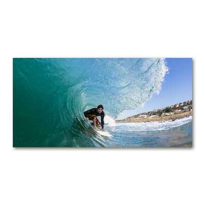 Tableau photo sur verre Surfeur sur une vague