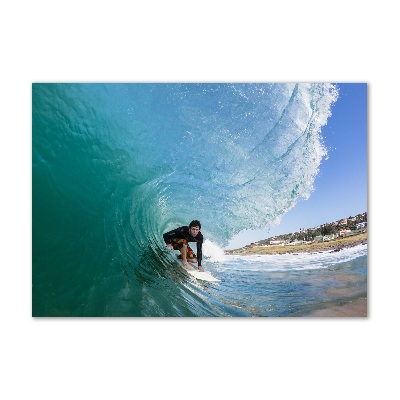 Tableau photo sur verre Surfeur sur une vague