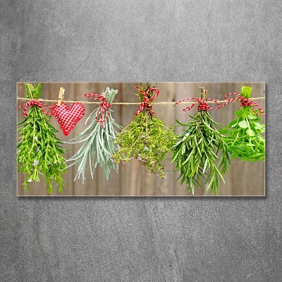 Tableau imprimé sur verre Herbes sur une ficelle