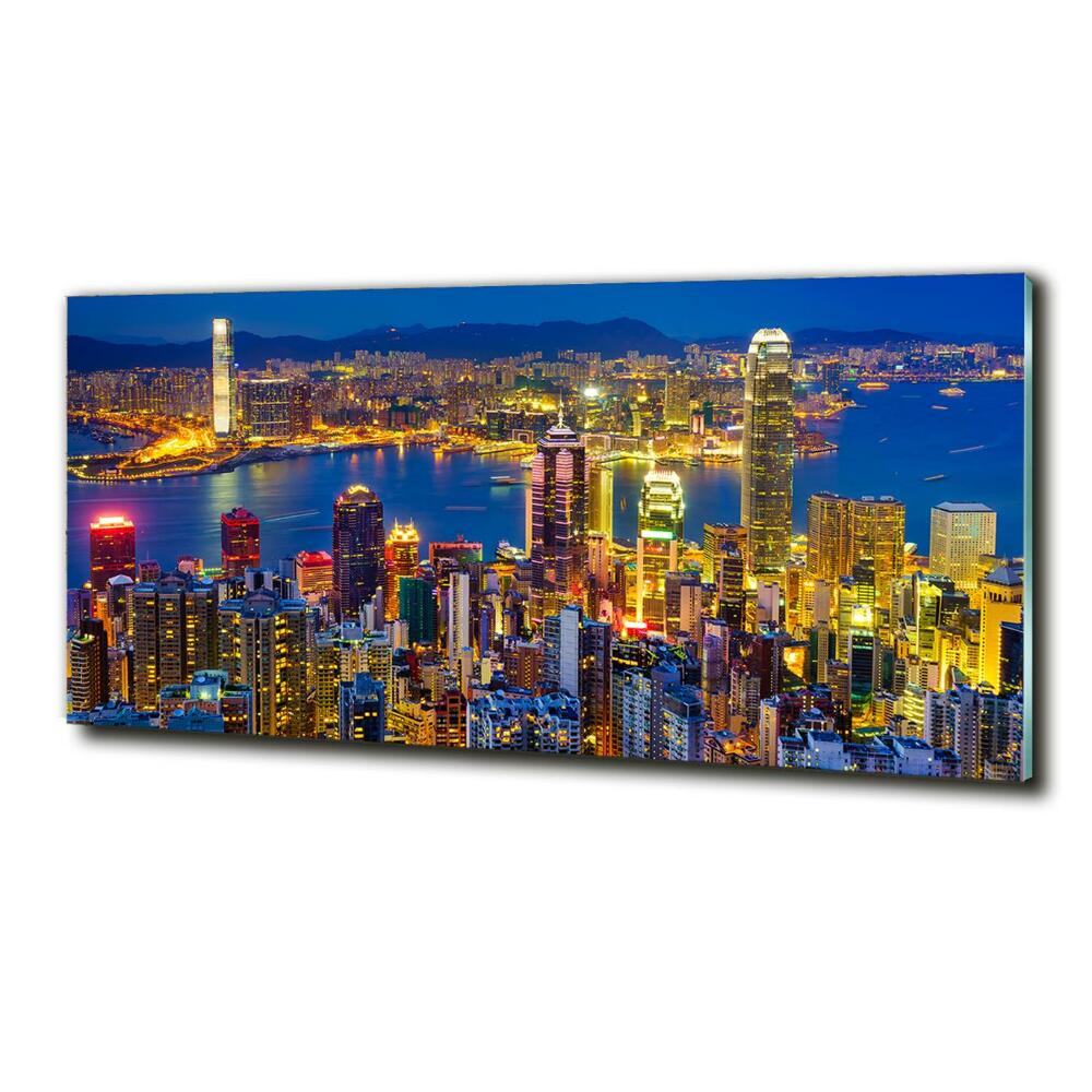 Tableau sur verre Hong Kong de nuit