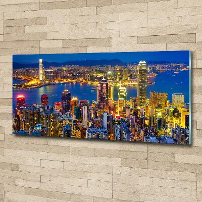 Tableau sur verre Hong Kong de nuit