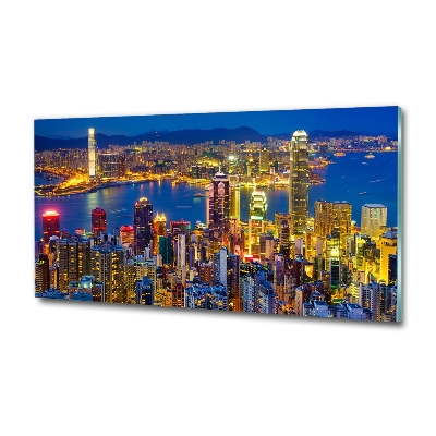 Tableau sur verre Hong Kong de nuit