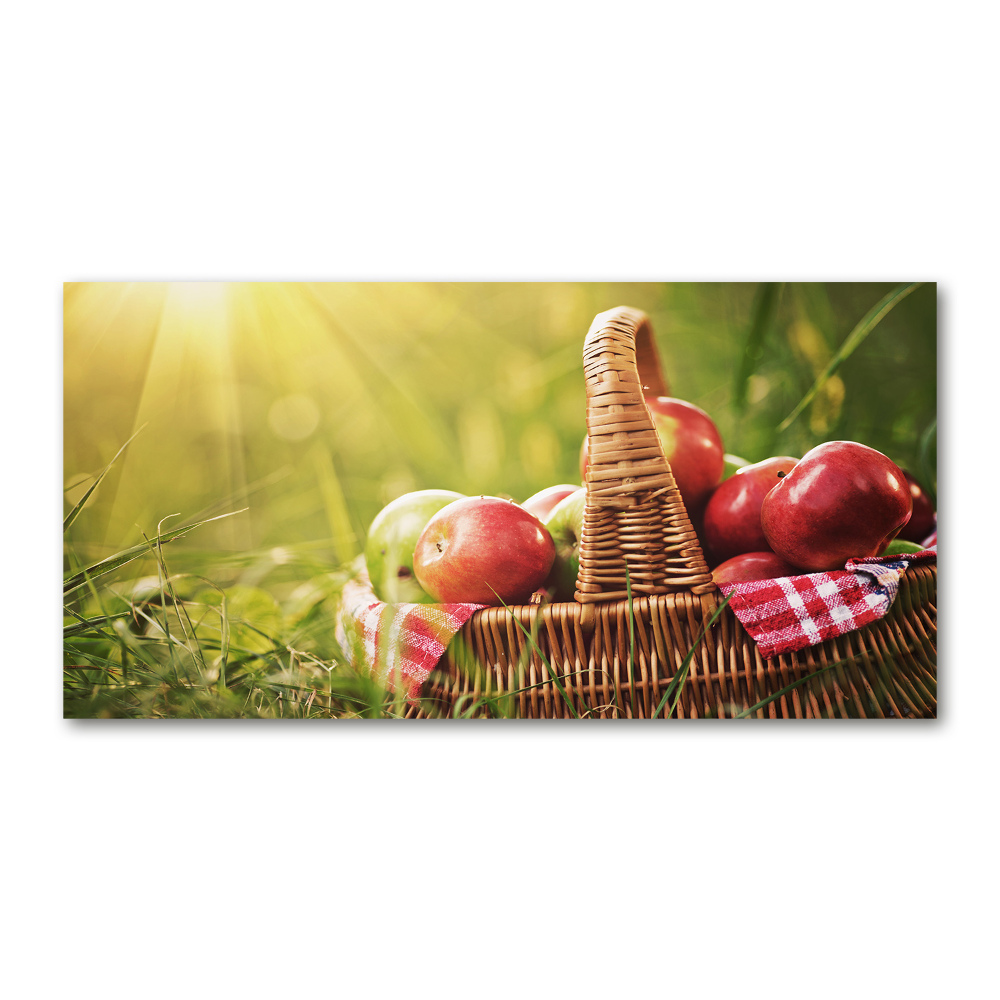 Tableau sur verre Pommes dans un panier