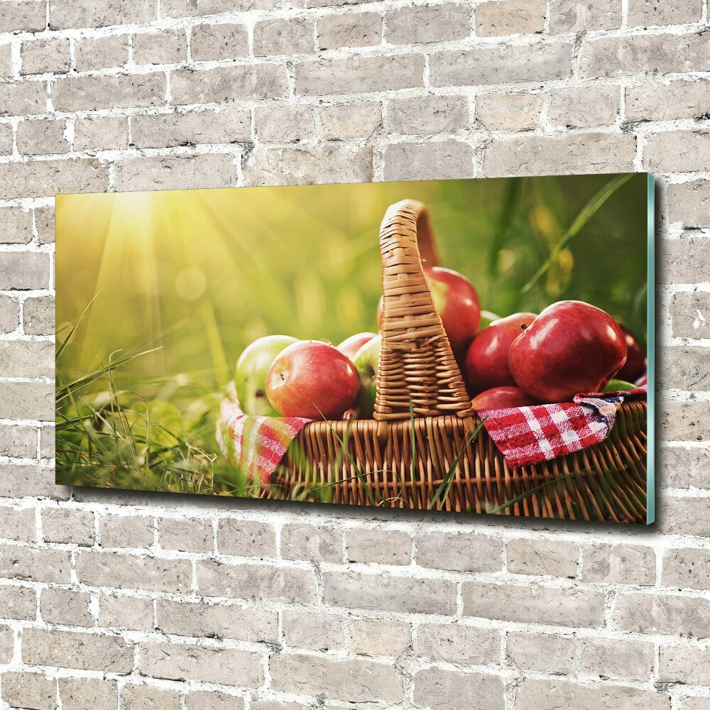 Tableau sur verre Pommes dans un panier