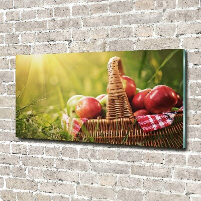 Tableau sur verre Pommes dans un panier