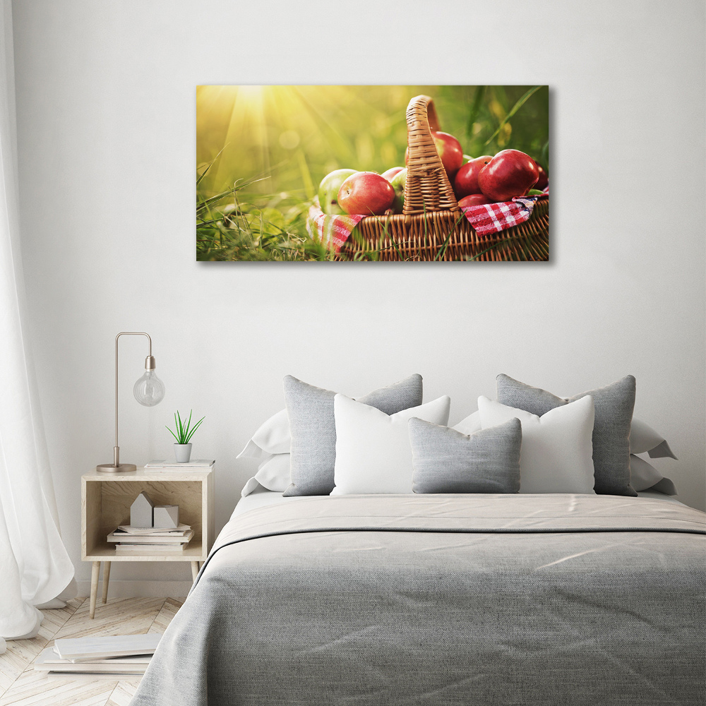 Tableau sur verre Pommes dans un panier