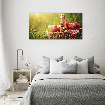 Tableau sur verre Pommes dans un panier