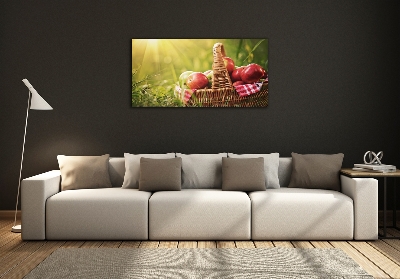 Tableau sur verre Pommes dans un panier