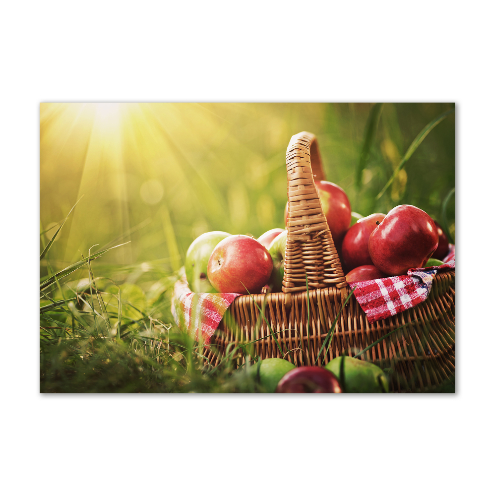 Tableau sur verre Pommes dans un panier