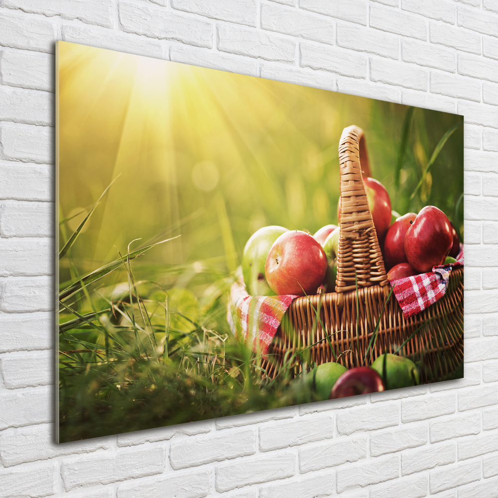 Tableau sur verre Pommes dans un panier