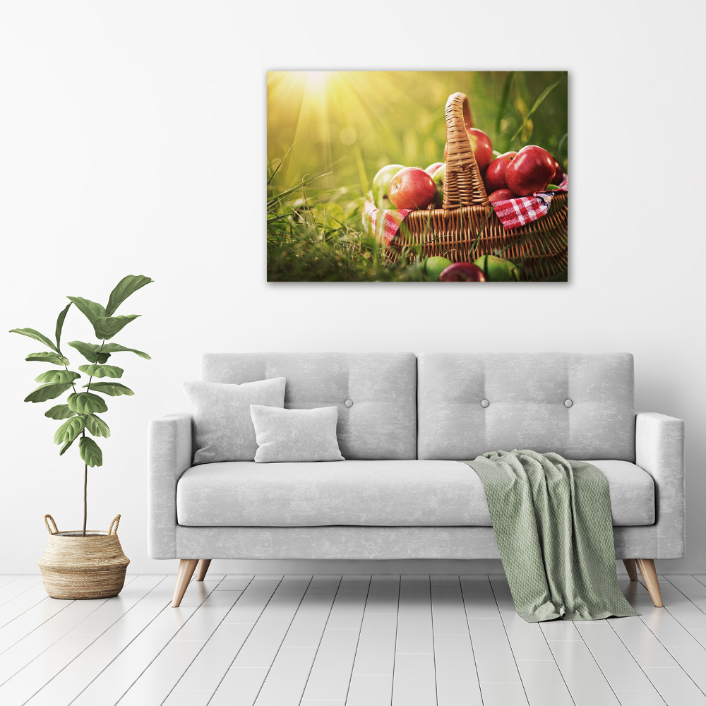 Tableau sur verre Pommes dans un panier