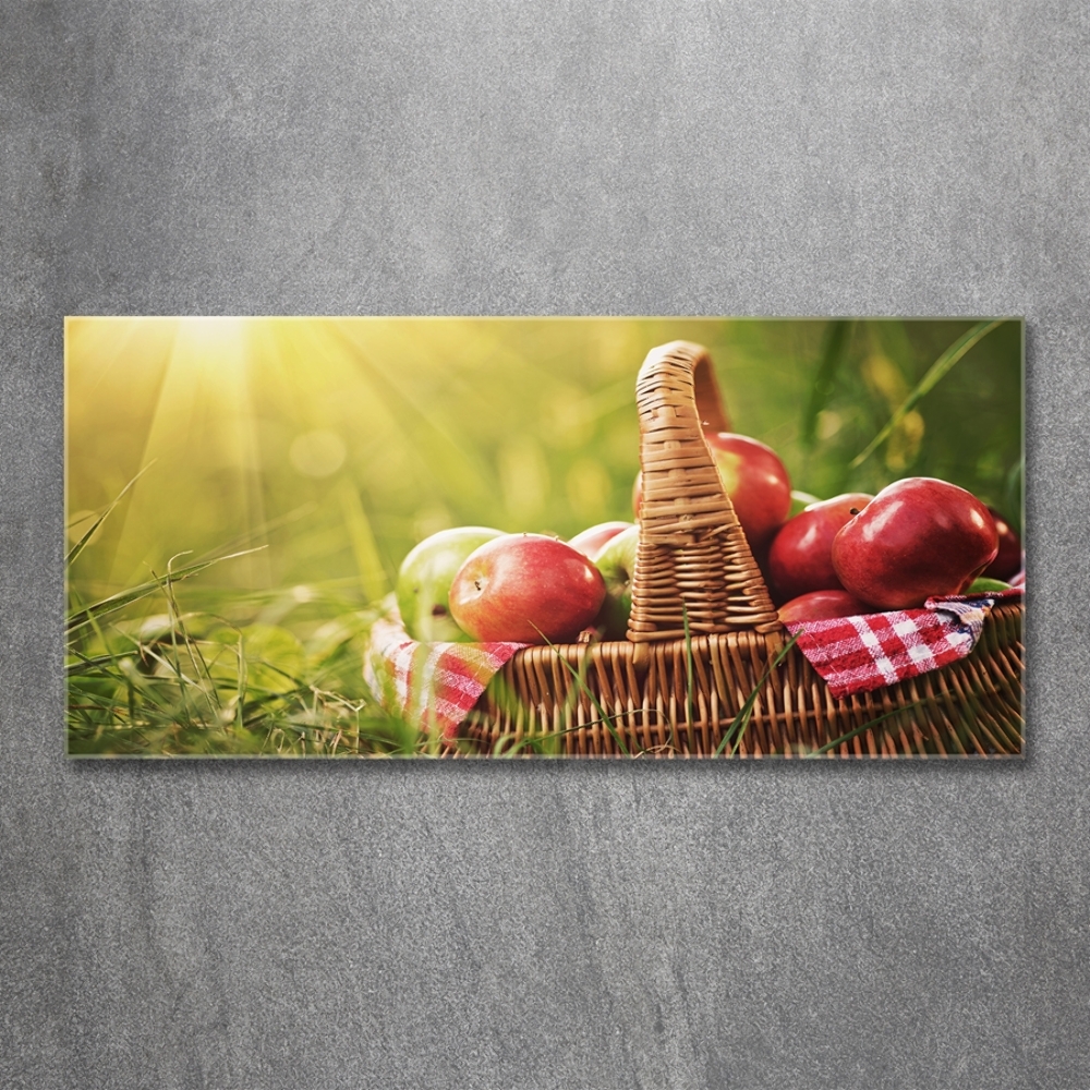 Tableau sur verre Pommes dans un panier