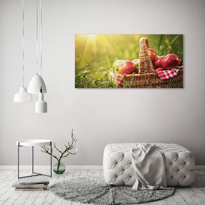 Tableau sur verre Pommes dans un panier