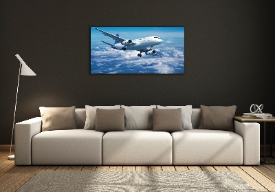 Tableau verre imprimé Avion dans les nuages