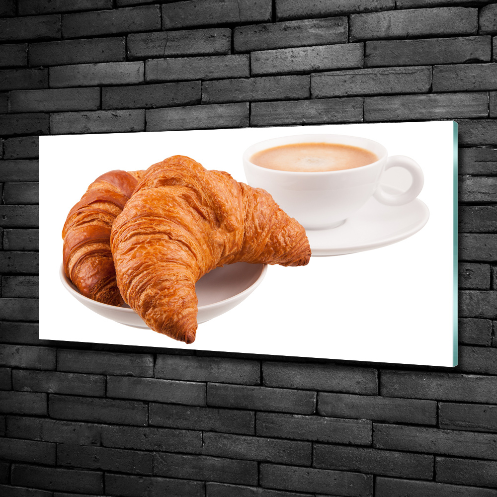 Tableau verre imprimé Croissants et café