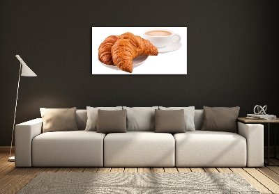 Tableau verre imprimé Croissants et café