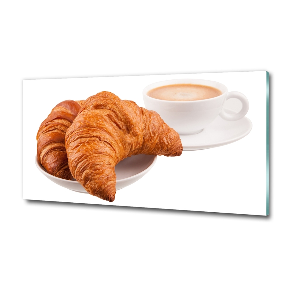 Tableau verre imprimé Croissants et café