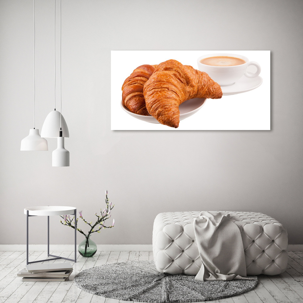 Tableau verre imprimé Croissants et café