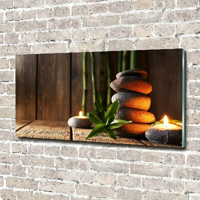 Tableau imprimé sur verre Pierres zen bambou