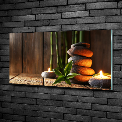 Tableau imprimé sur verre Pierres zen bambou