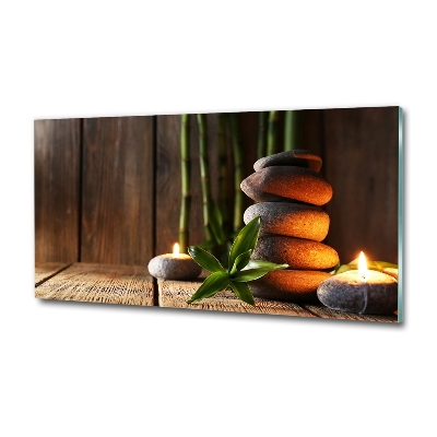 Tableau imprimé sur verre Pierres zen bambou