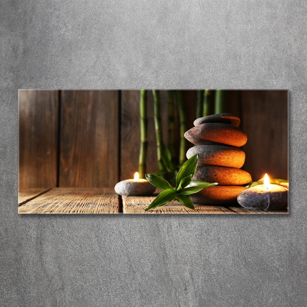 Tableau imprimé sur verre Pierres zen bambou